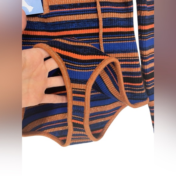 NWT Majorelle Lace Up Sweater Bodysuit Revolve Striped Long Sleeve Size Large - Picture 6 of 13